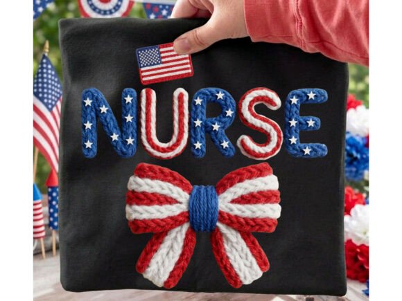 Download Nurse Flag Bow Faux Yarn Design Tshirt - Faux yarn design Collection