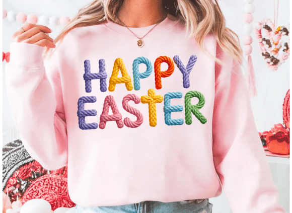 Download Happy Easter Cross Faux Yarn Design Png - Faux yarn design Collection