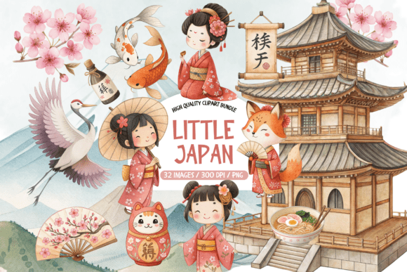 Download Japanese Watercolor Clipart Bundle - Watercolor clipart bundle Collection