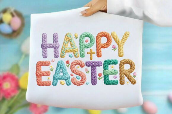 Download Happy Easter Cross Faux Yarn Design Png - Faux yarn design Collection